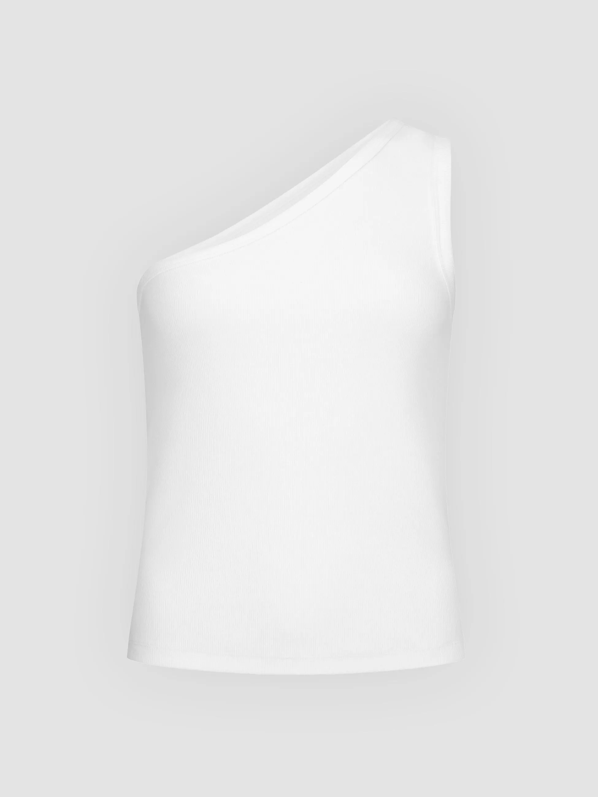 Asymmetric Organic Cotton Knit Tank - White