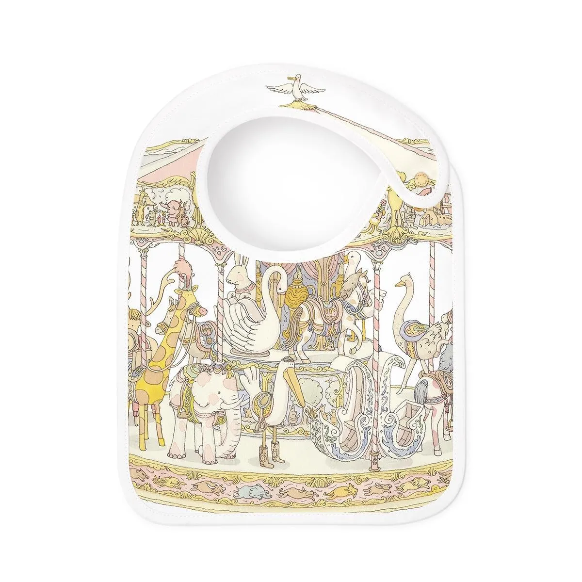Atelier Choux Paris Organic Cotton Carrés & Bib Gift Set, Carousel Pink
