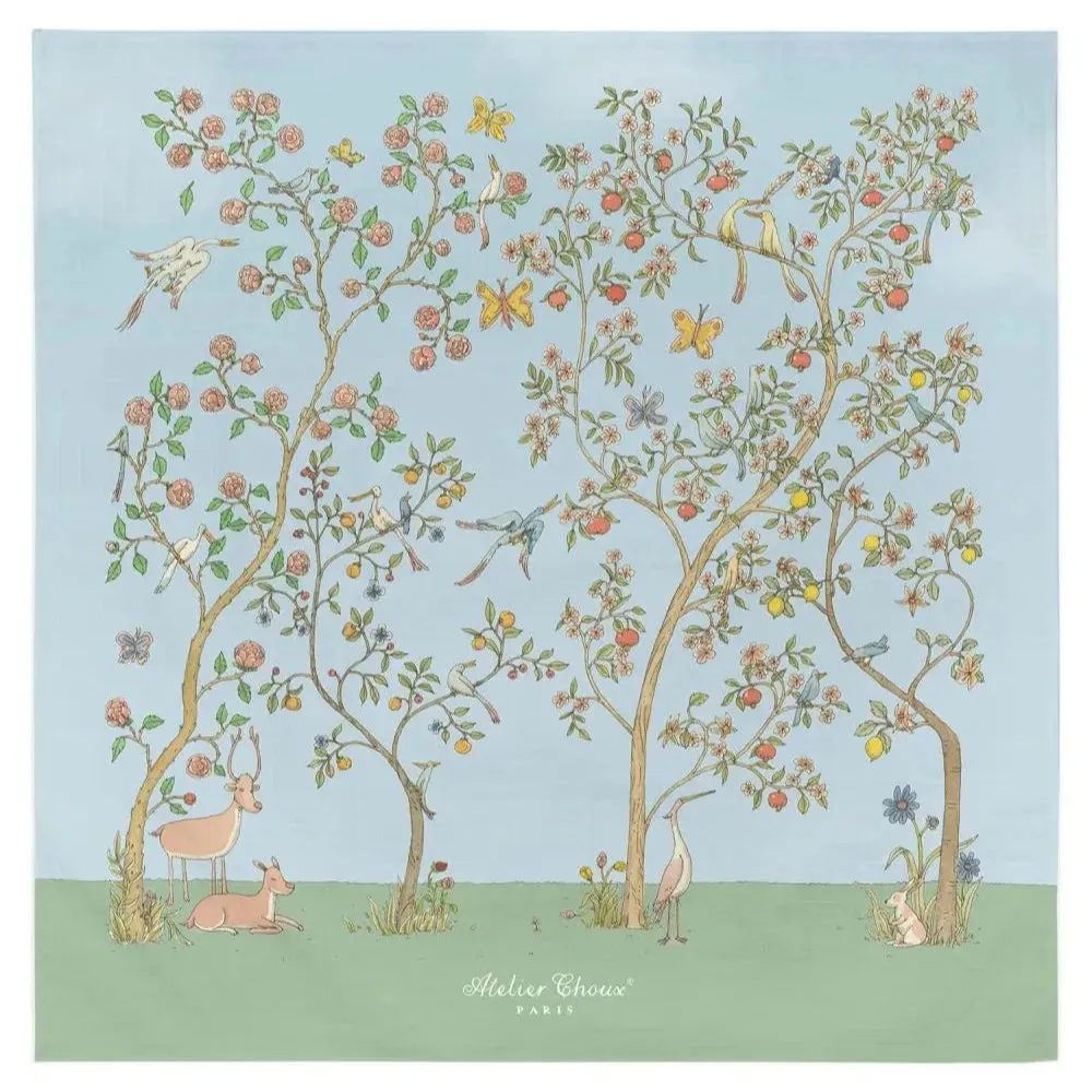 Atelier Choux Paris Organic Cotton Carrés & Bib Gift Set, In Bloom Blue