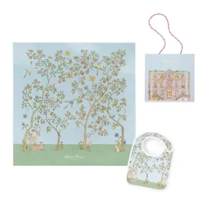 Atelier Choux Paris Organic Cotton Carrés & Bib Gift Set, In Bloom Blue