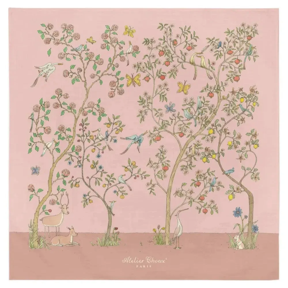 Atelier Choux Paris Organic Cotton Carrés & Bib Gift Set, In Bloom Pink