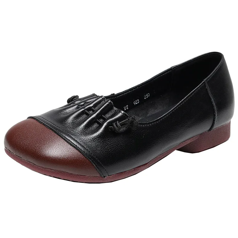 Babakud Women Spring Ethnic Style Handmade Genuine Leather Flat Shoes