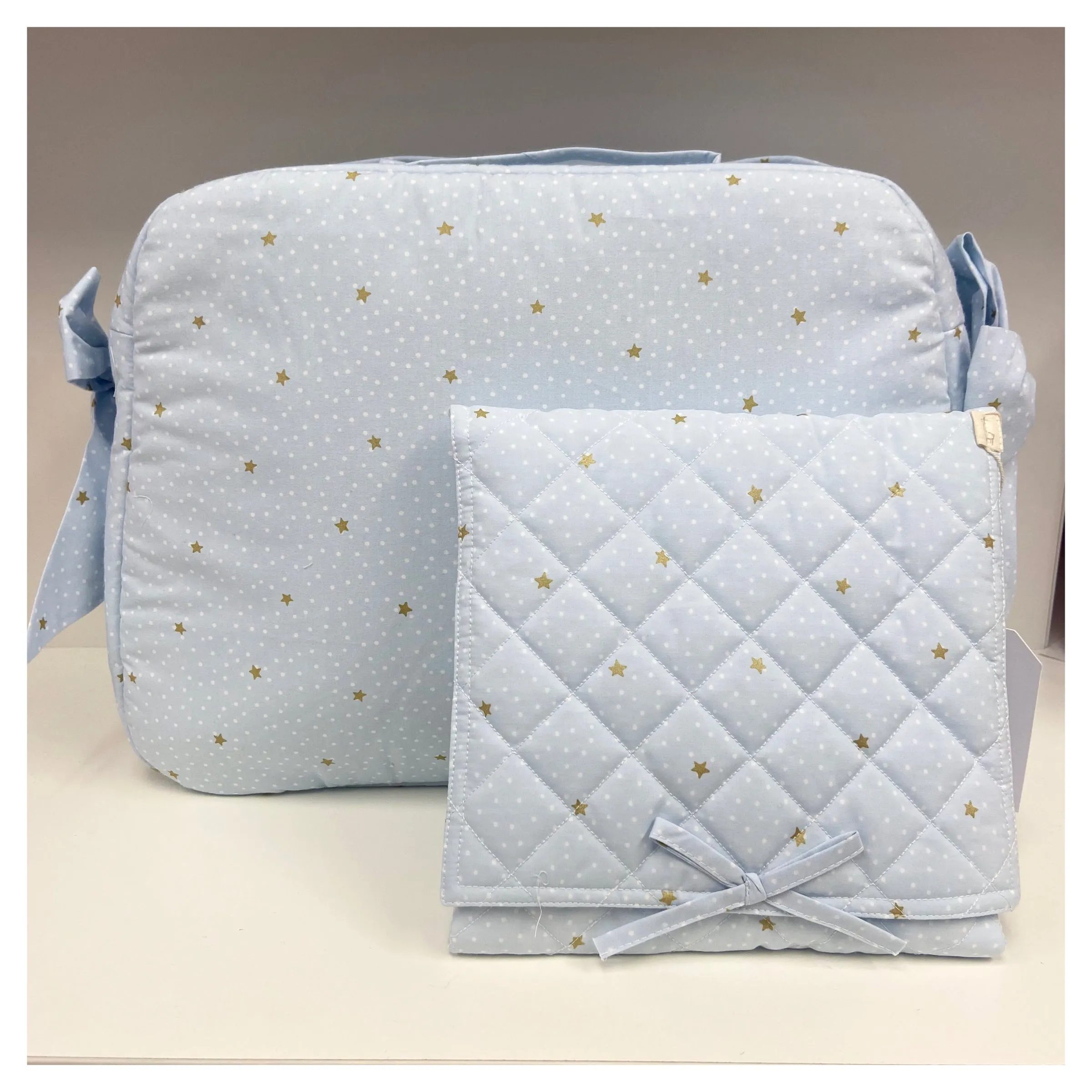 Baby Gi Blue Star & Spots Changing Bag and Matching Mat
