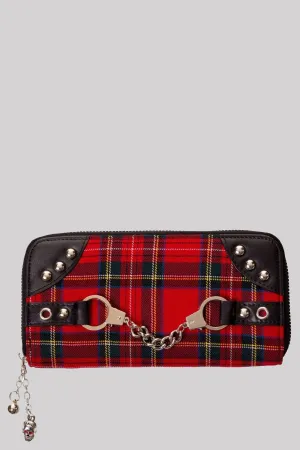 Banned Handcuff Wallet Tartan Punk Studded