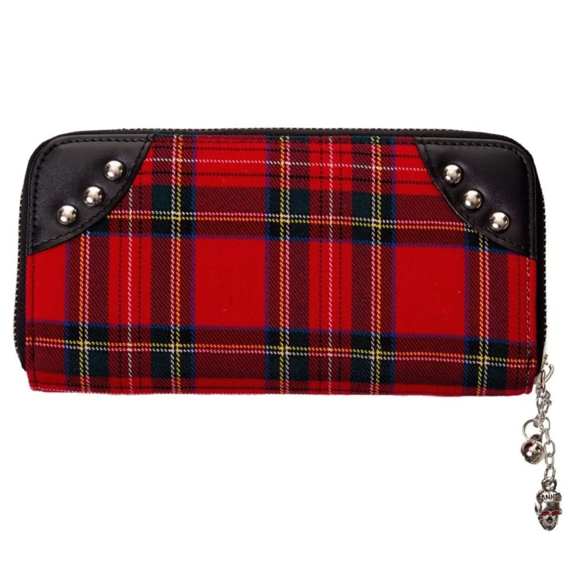 Banned Handcuff Wallet Tartan Punk Studded