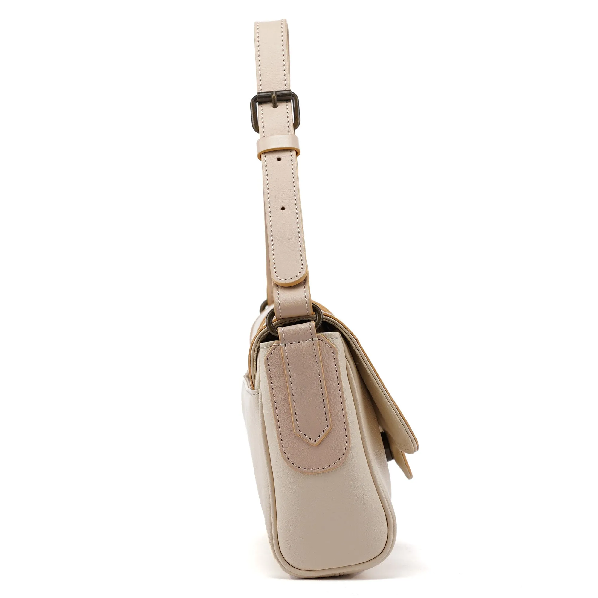 Beige Lambskin Hobo Shoulder Bag