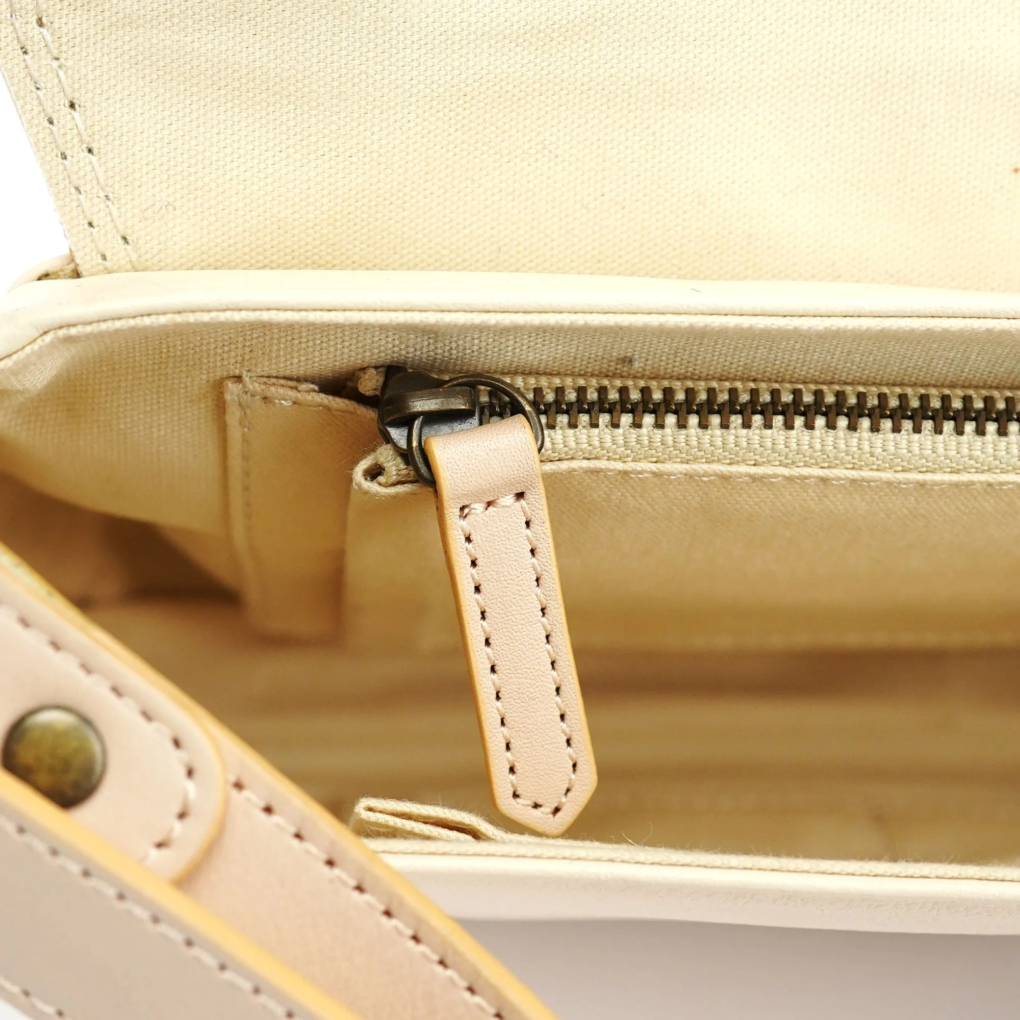 Beige Lambskin Hobo Shoulder Bag