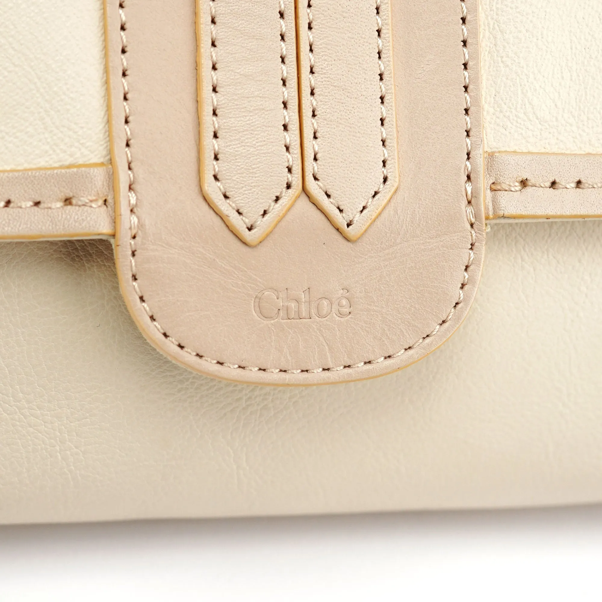 Beige Lambskin Hobo Shoulder Bag