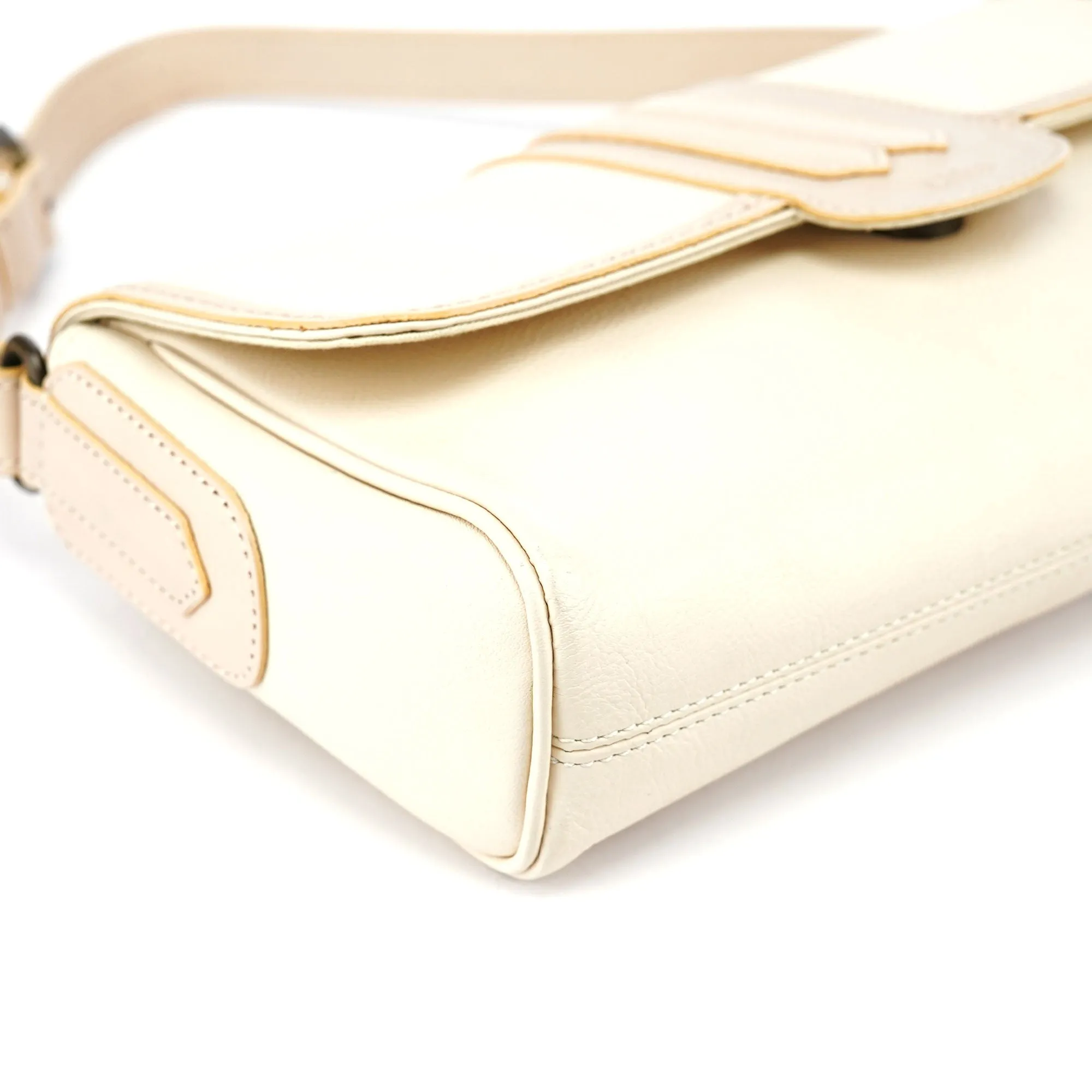 Beige Lambskin Hobo Shoulder Bag