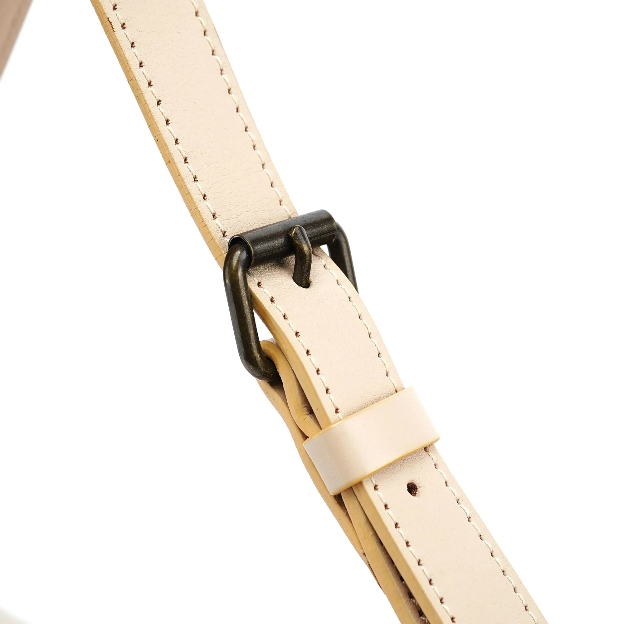 Beige Lambskin Hobo Shoulder Bag
