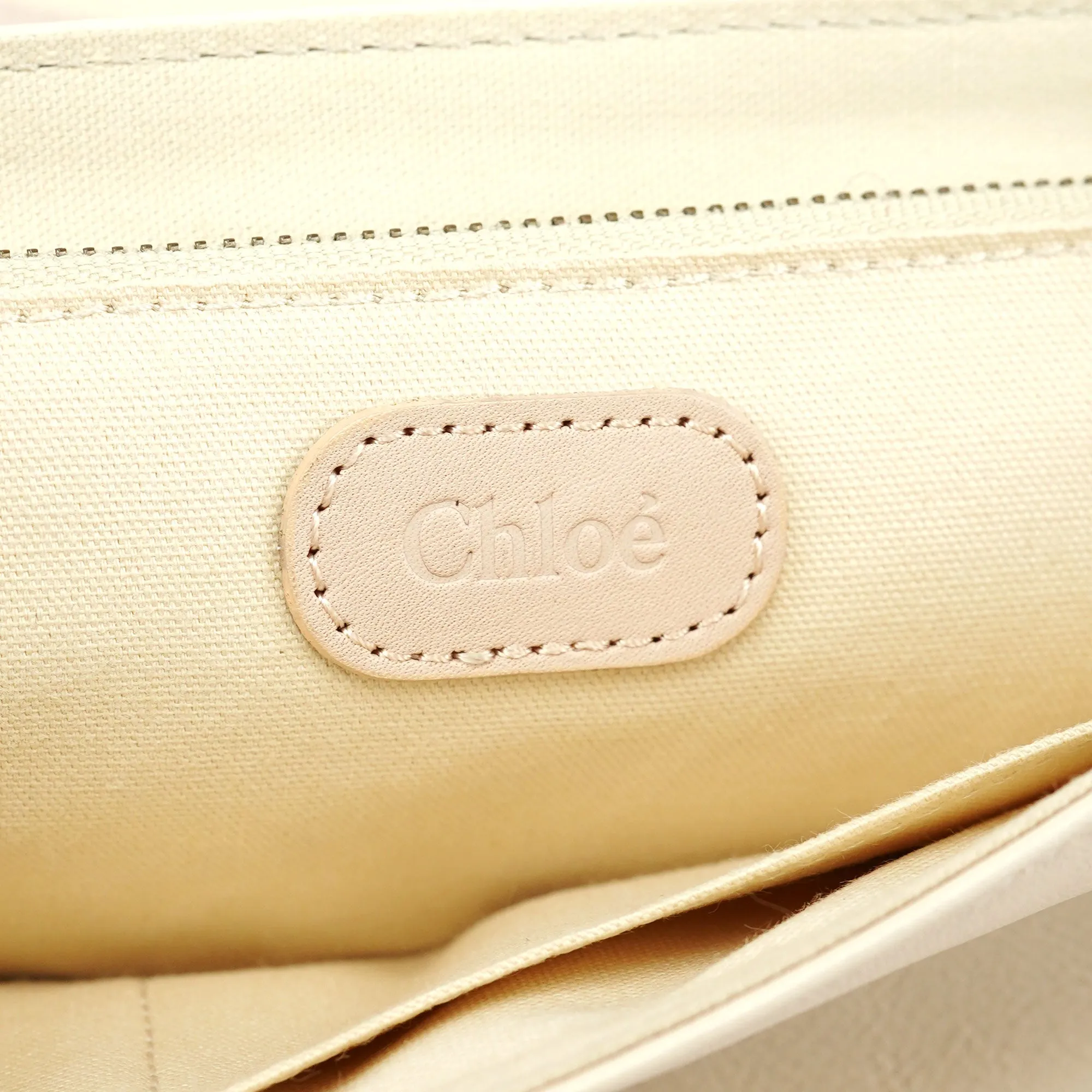Beige Lambskin Hobo Shoulder Bag