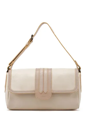 Beige Lambskin Hobo Shoulder Bag