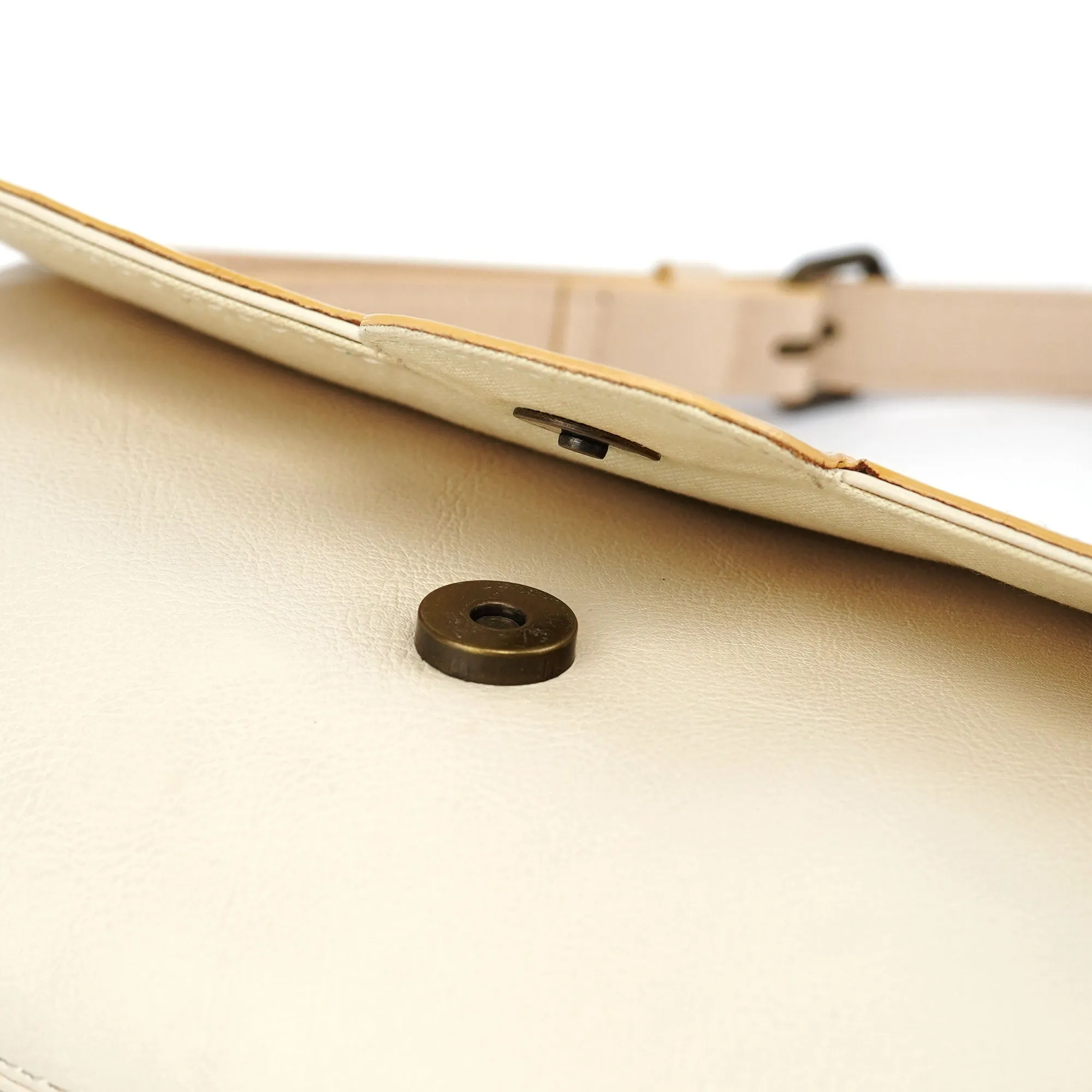 Beige Lambskin Hobo Shoulder Bag
