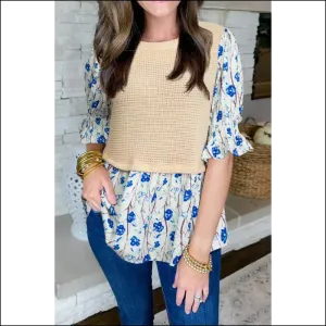 Beige Wfle Floral Patchwork Peplum: so Hot it Hurts 💔
