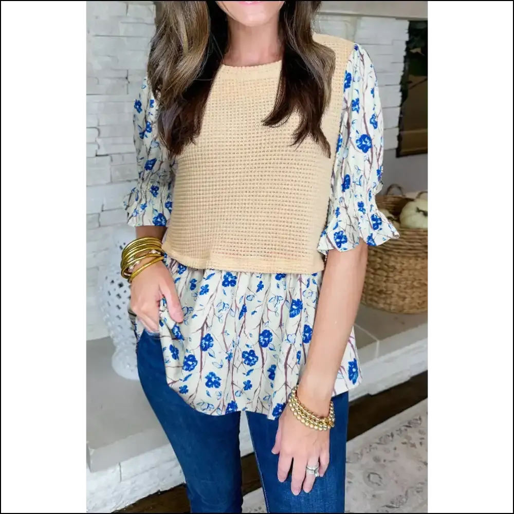 Beige Wfle Floral Patchwork Peplum: so Hot it Hurts 💔