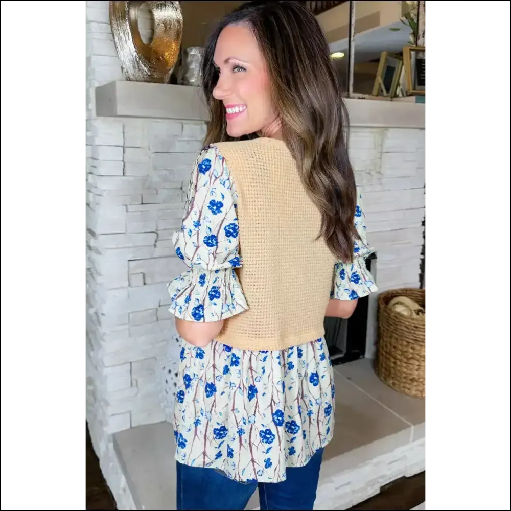 Beige Wfle Floral Patchwork Peplum: so Hot it Hurts 💔