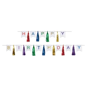 Beistle Happy Birthday Tassel Streamer 13 in  x 6' & 13 in  x 9' 6 in  (1/Pkg) Party Supply Decoration : Birthday