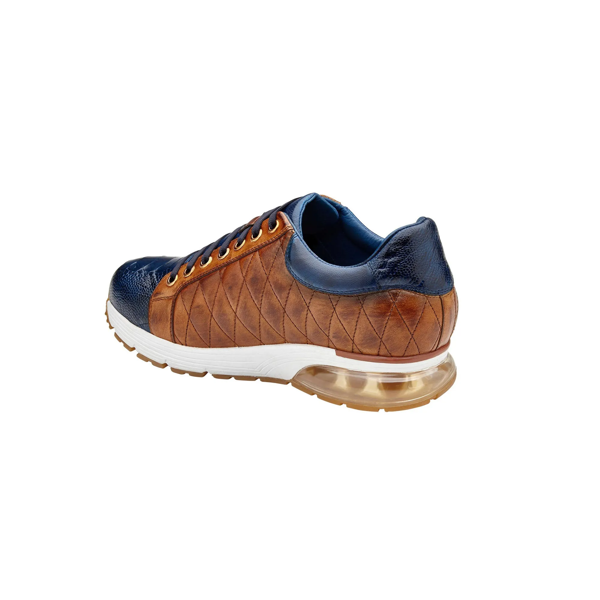 Belvedere Sacco in Navy / Antique Saddle Ostrich Leg Sneakers