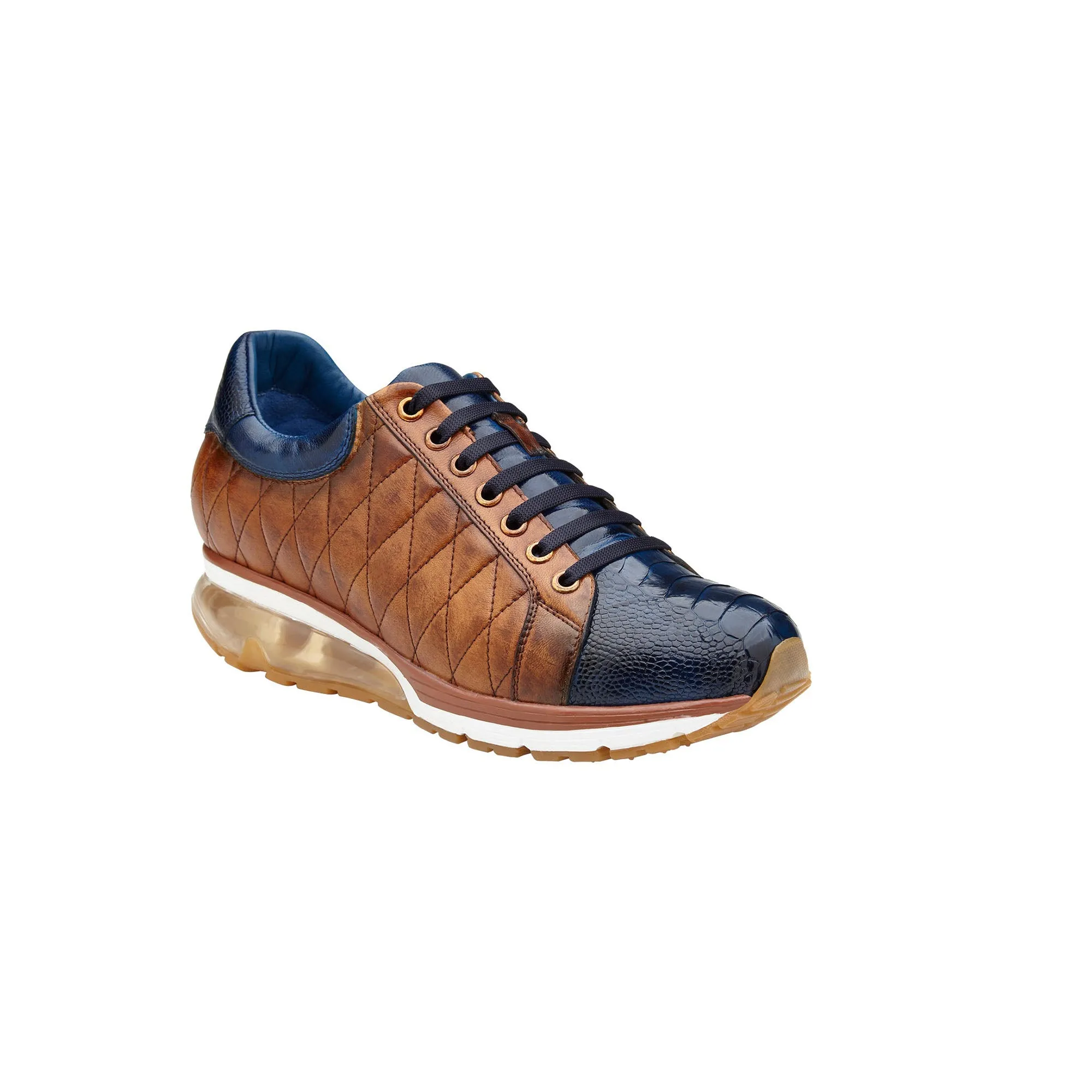 Belvedere Sacco in Navy / Antique Saddle Ostrich Leg Sneakers