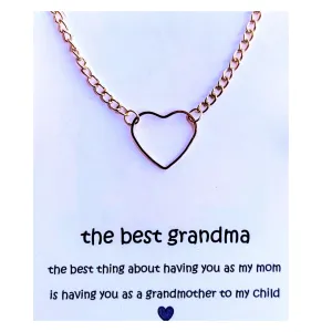 Best Grandma Solitaire Gold-Toned Open Heart Necklace