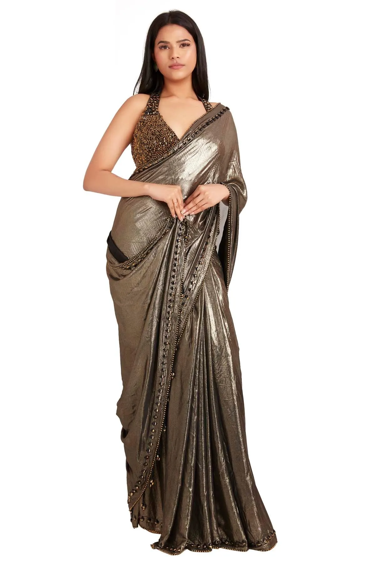 Black Embroidered Saree & Blouse