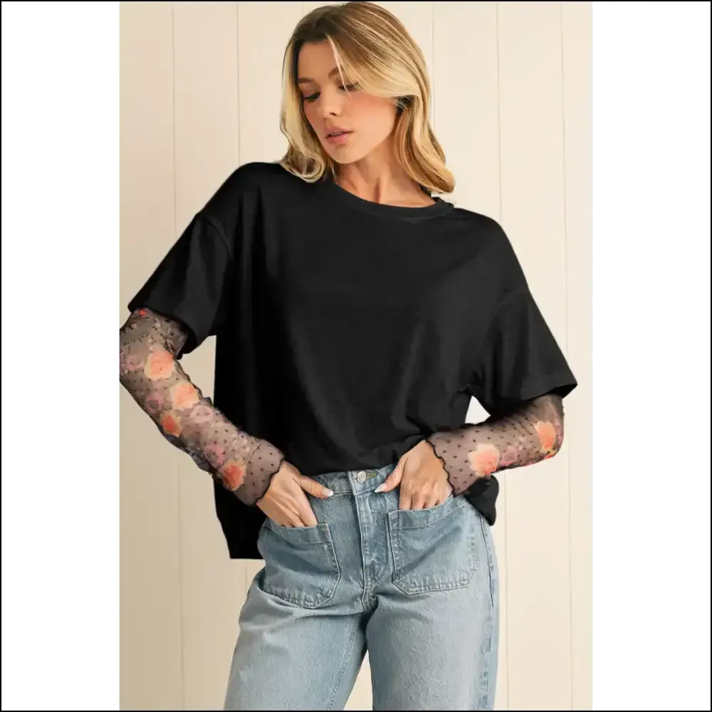 Black Floral Mesh: Needful Things' "Oops, I'm Fancy" Top