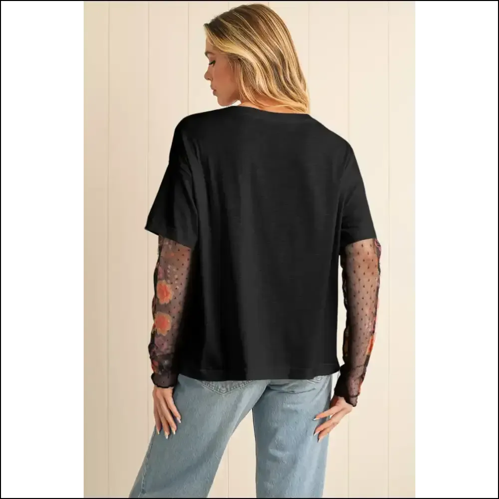 Black Floral Mesh: Needful Things' "Oops, I'm Fancy" Top