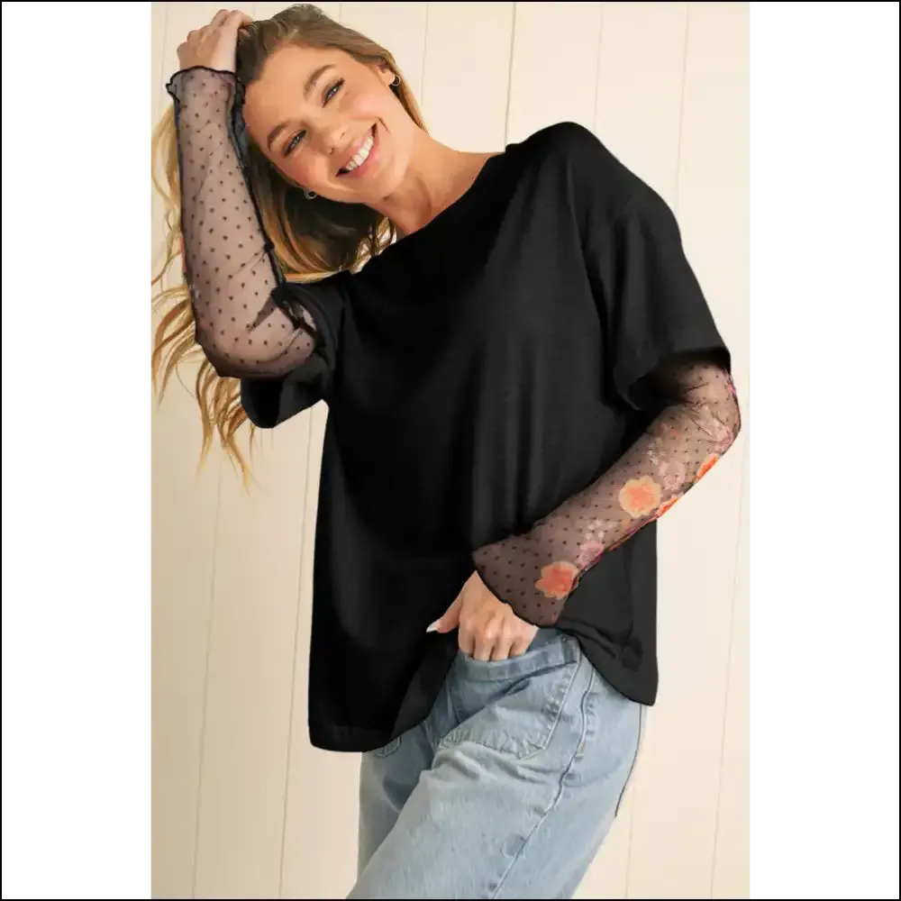 Black Floral Mesh: Needful Things' "Oops, I'm Fancy" Top