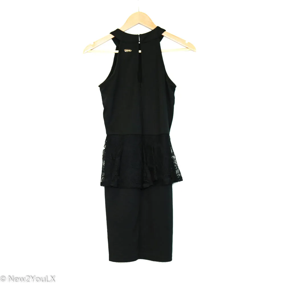 Black High Neck Lace Detail Dress (Urban Girl)