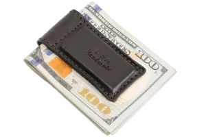 Black Premium Leather Men's Magnetic Money Clip (Holds 30 Folded Bills)