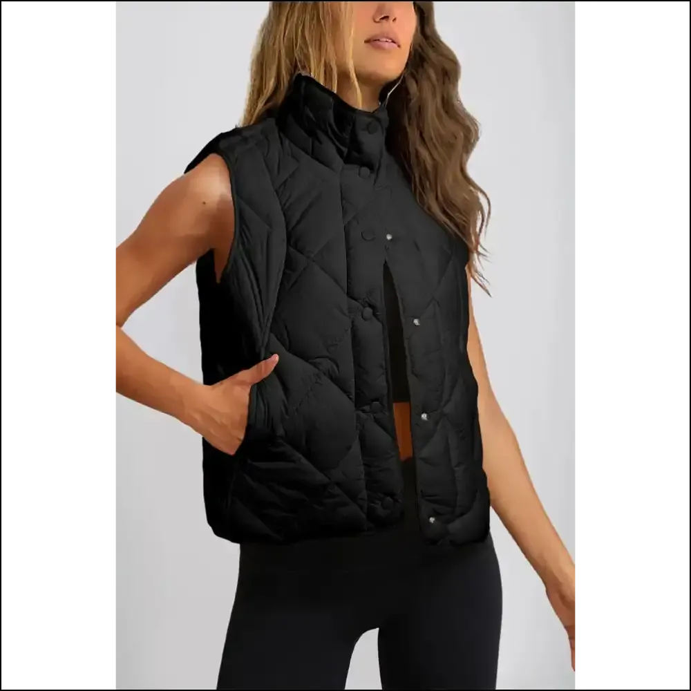 Black Quilted High Neck Vest Coat:  Chic & Zero Chill 🥶 Needful Things