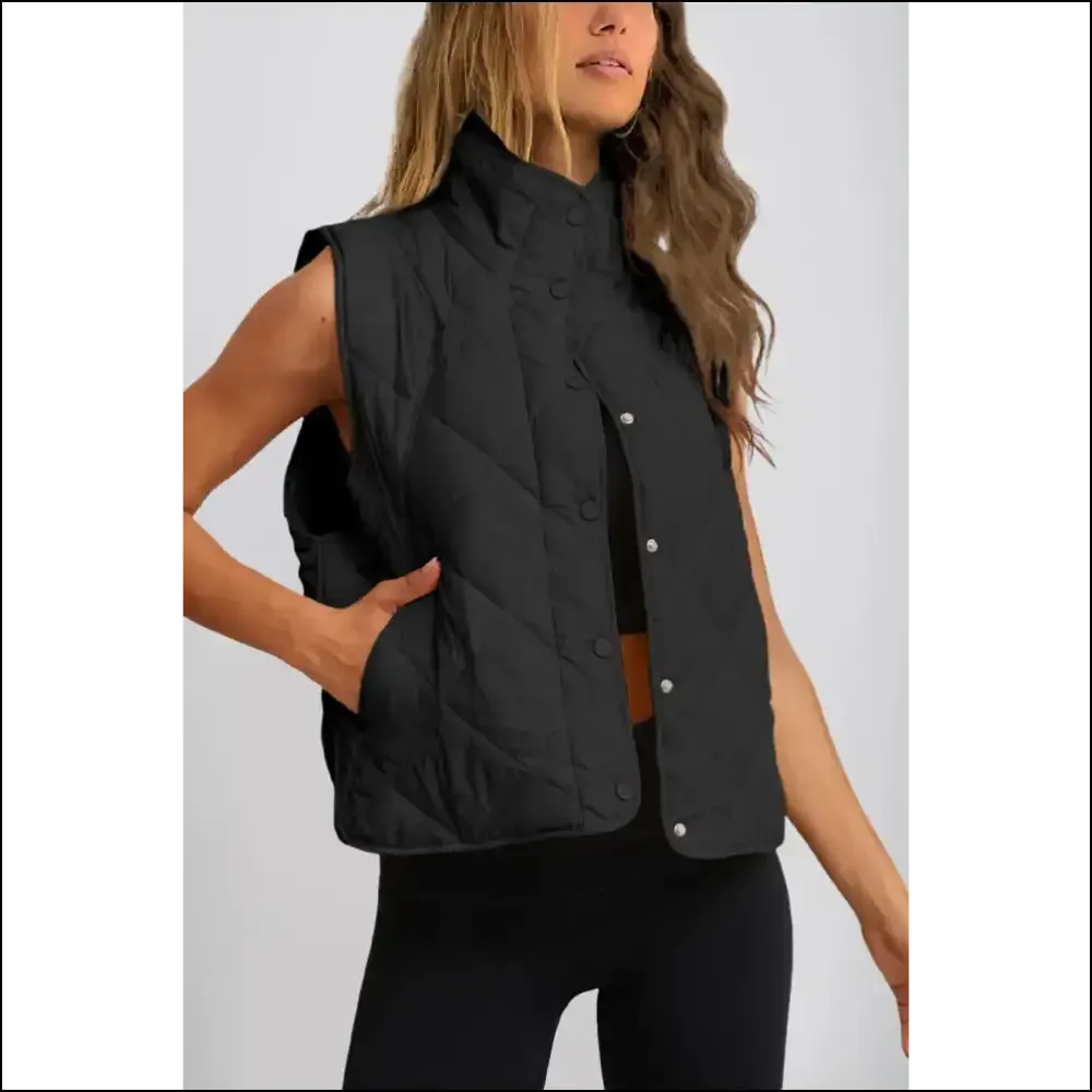 Black Quilted High Neck Vest Coat:  Chic & Zero Chill 🥶 Needful Things