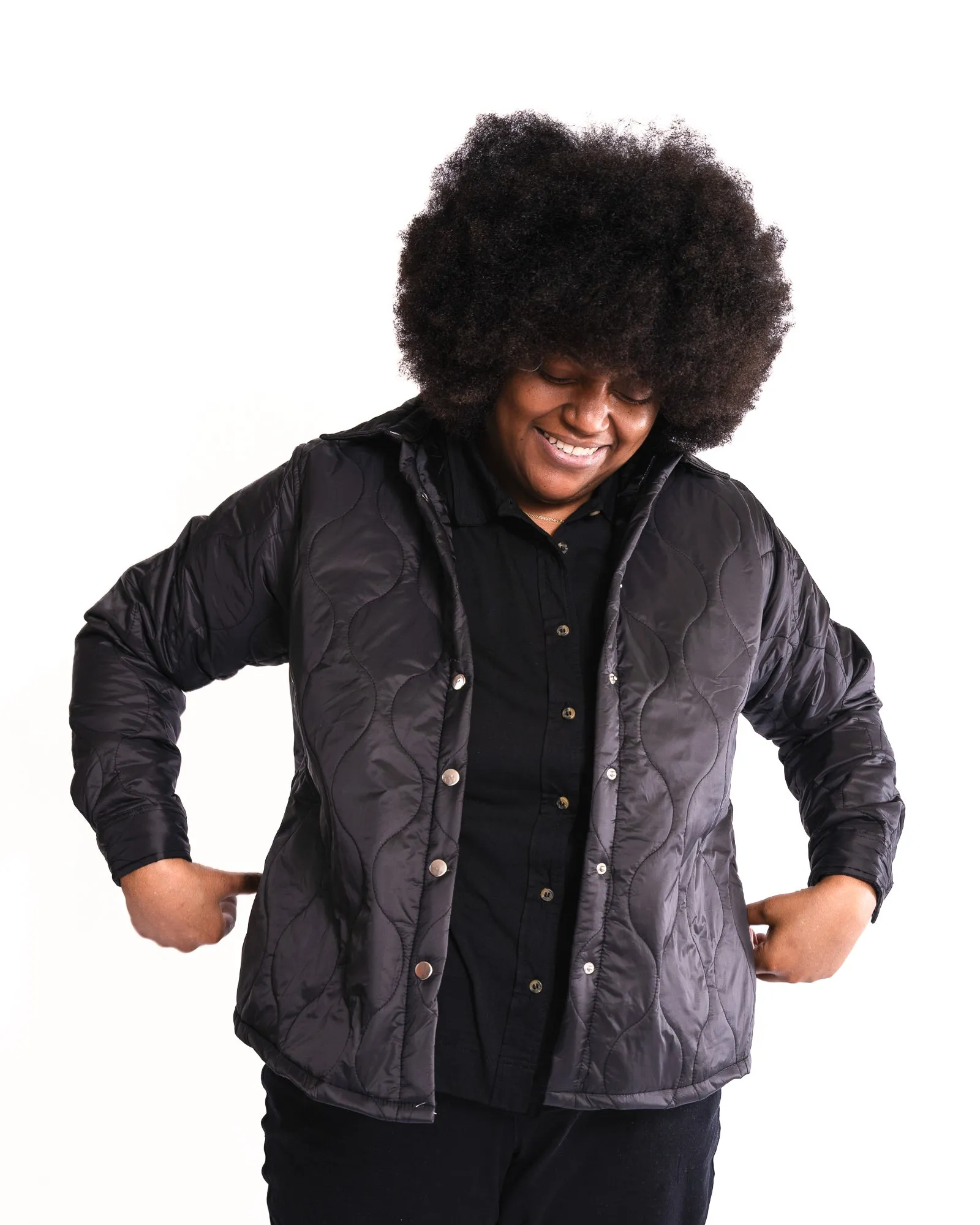 Black Quilted Shacket
