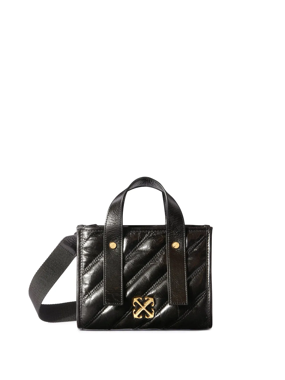 Black quilted tote bag