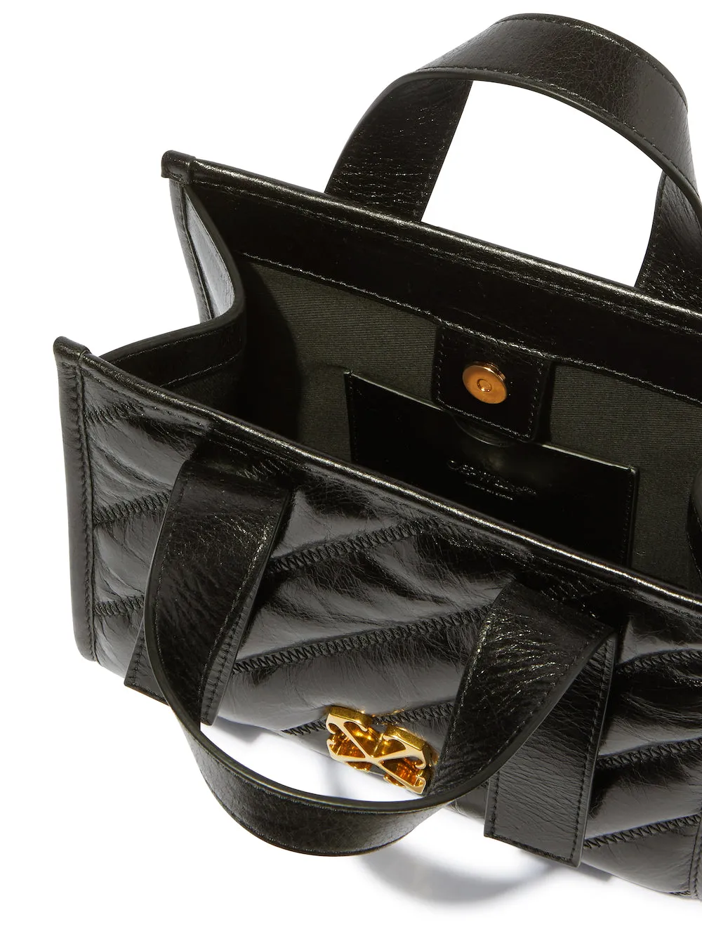 Black quilted tote bag