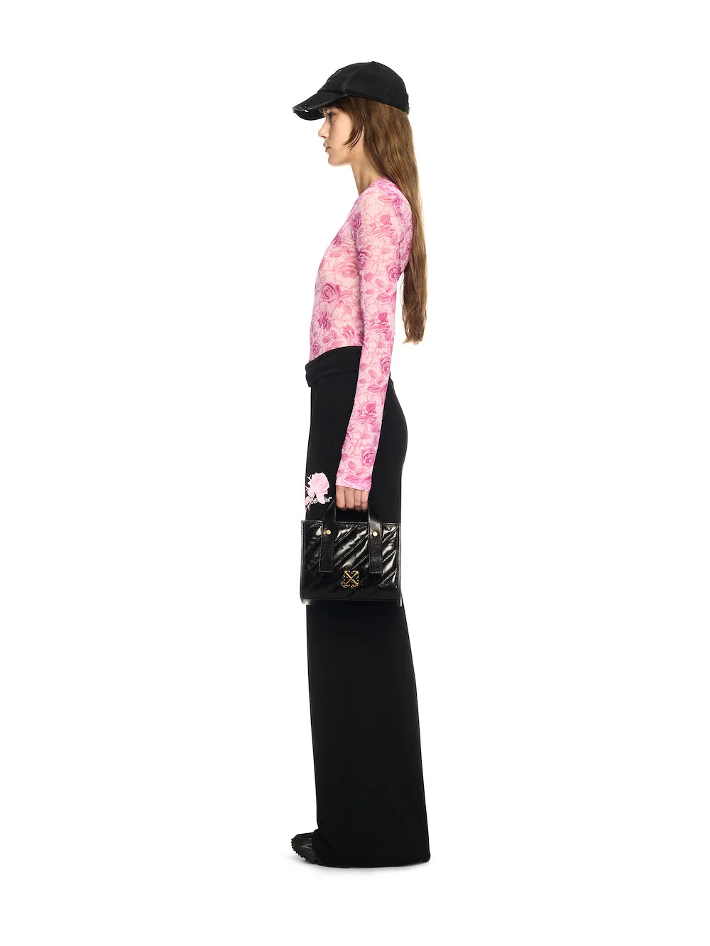 Black quilted tote bag
