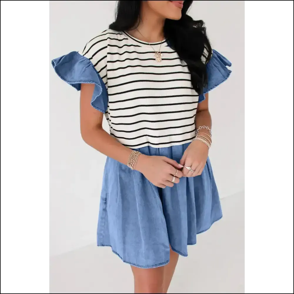 Black Stripe Ruffle Denim Mini Dress:  Fabulous  (probably)! 🖤
