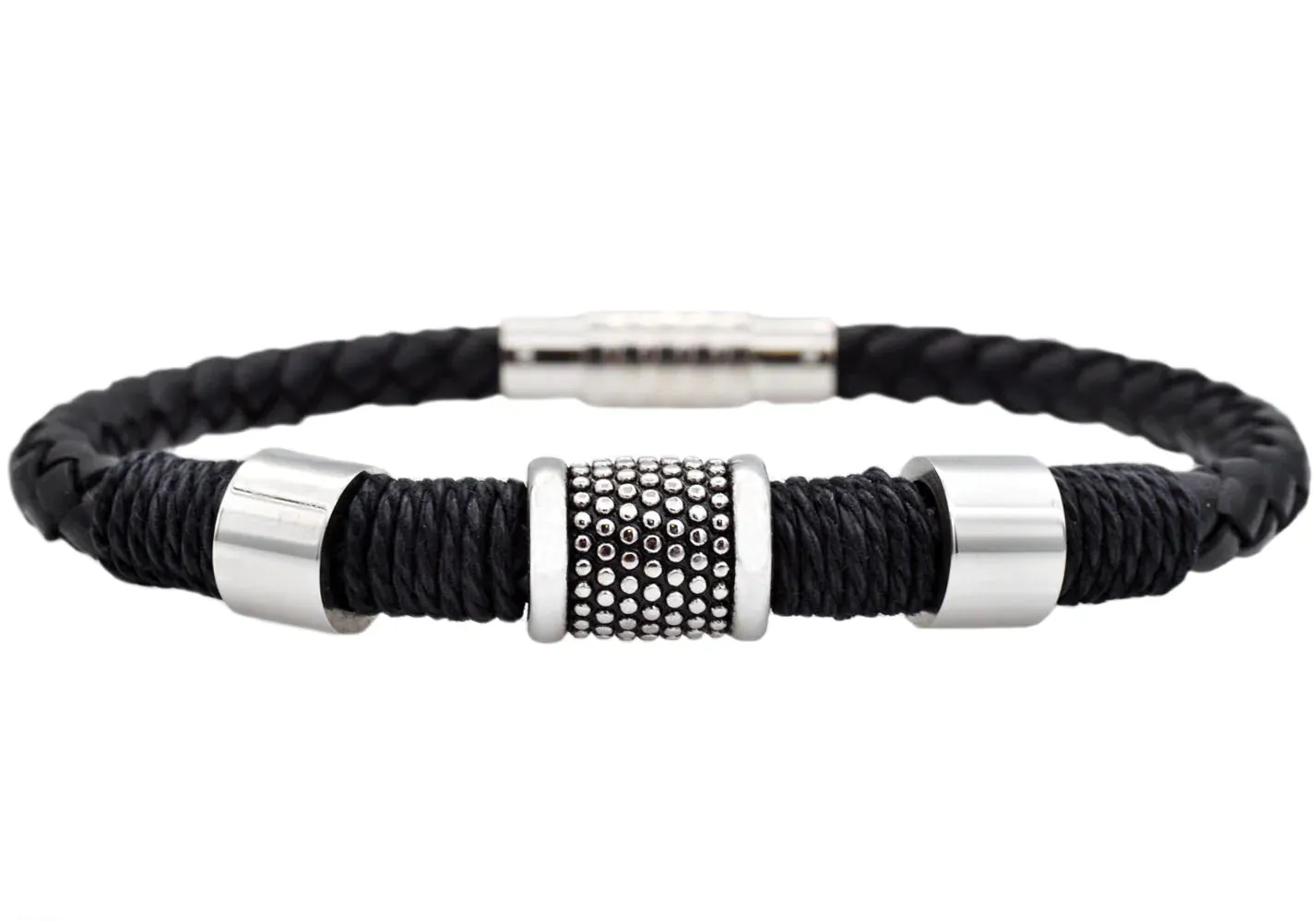 Blackjack Men's Bracelet Leather & SS BJB254B