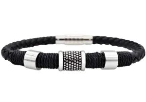Blackjack Men's Bracelet Leather & SS BJB254B