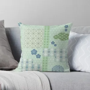 Blue and Green Square Pillow