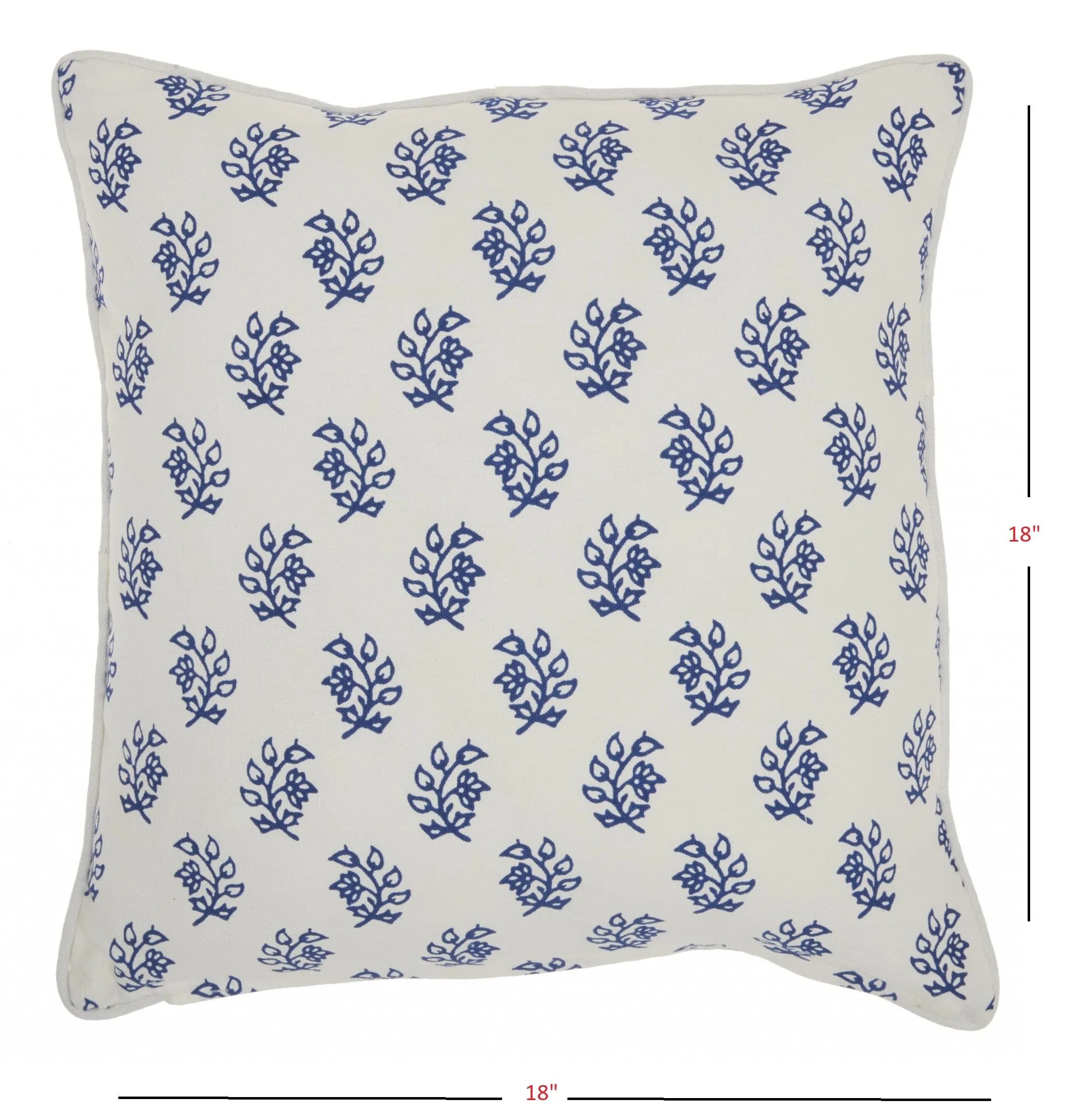 Blue and Ivory Bohemian Floral Throw Pillow