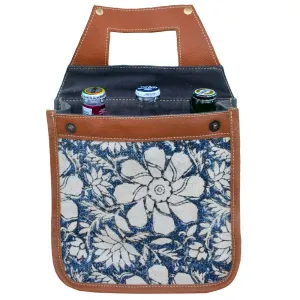 Blue Canvas & Flowers Beverage Carrier