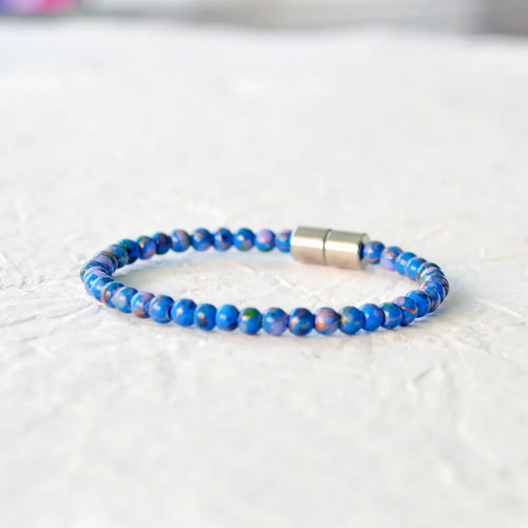 Blue Picasso Hematite Magnetic Bracelet