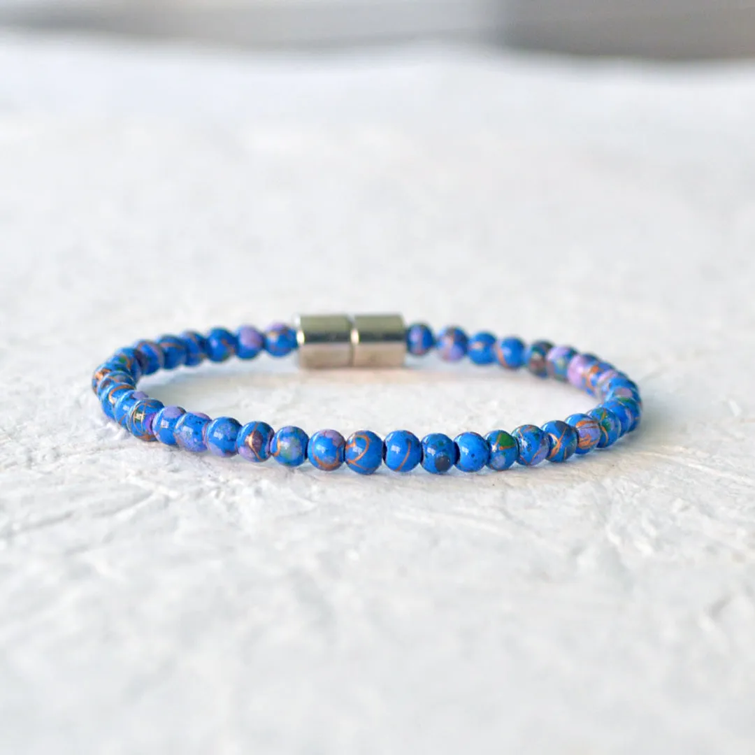 Blue Picasso Hematite Magnetic Bracelet