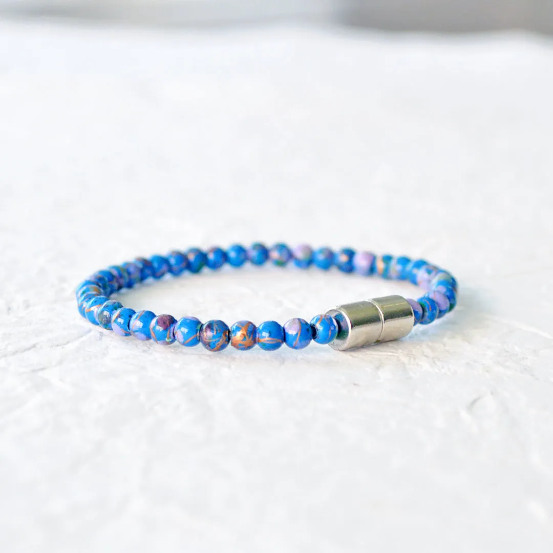 Blue Picasso Hematite Magnetic Bracelet