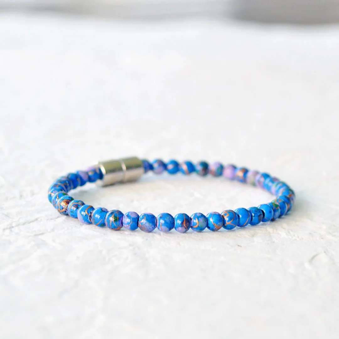Blue Picasso Hematite Magnetic Bracelet