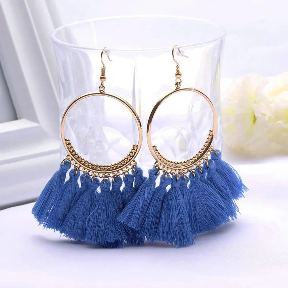Blue Tassel Earrings