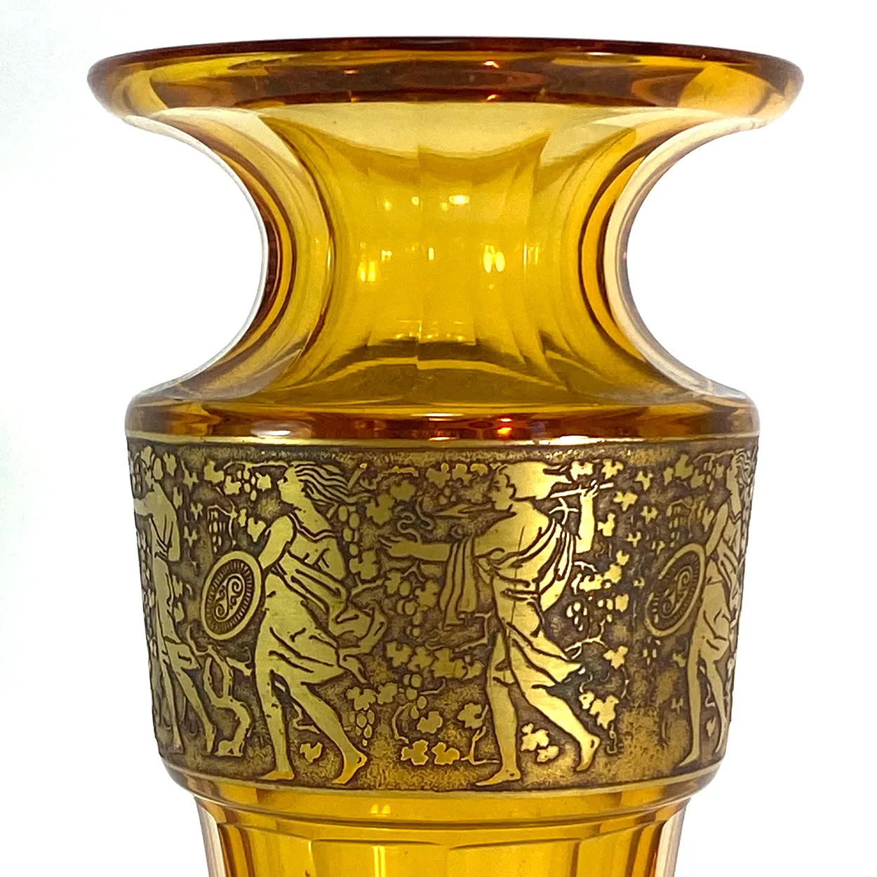 Bohemian Moser Karlsbad Amber Glass and Oroplastic Fipop Series Vase