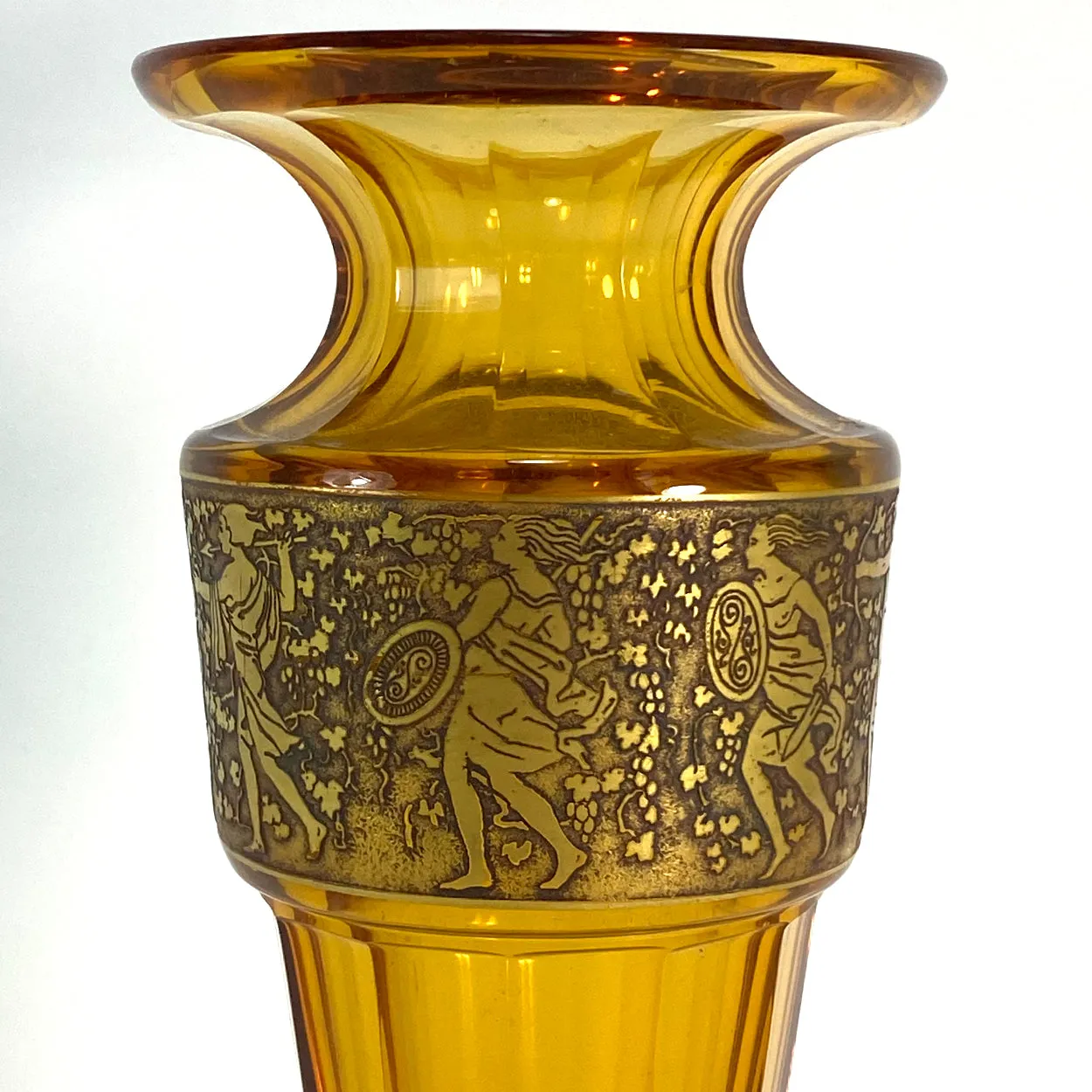 Bohemian Moser Karlsbad Amber Glass and Oroplastic Fipop Series Vase