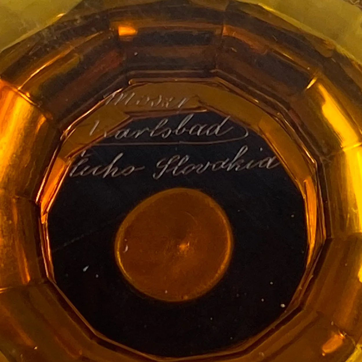 Bohemian Moser Karlsbad Amber Glass and Oroplastic Fipop Series Vase